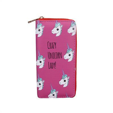 OSWEGO Cartoon Unicorn Printing Women Long Wallet Zipper Pouch Card Holder Cash Purse for Women