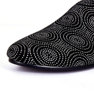 Harpelunde Glitter Men Dress Shoes Black Velvet Loafer Handmade Smoking Slippers Size 7-14