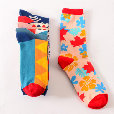 Harajuku Unisex Crew Socks Striped Jacquard Art Socks Hit Color Dot Long Happy Socks Men's Dress Sock
