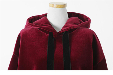 Harajuku Fashion Autumn/Winter Thick Loose Hoodie Sweatshirt Large Size Casual Sweatshirt Wine Red Hoodies Pullover Women TT3178