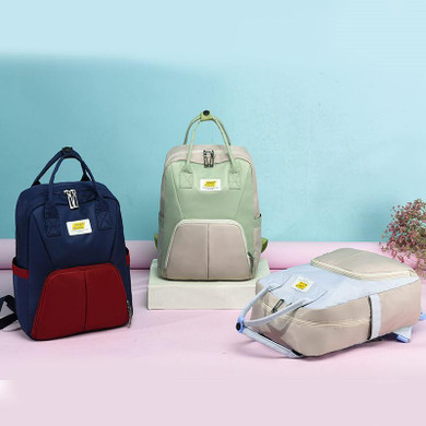 Women Fashion Waterproof Oxford Bags Contrast Color Large Capacity Multifunctional Zipper Backpack