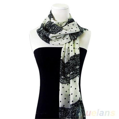 NEW Stylish Girl Long Soft Silk Chiffon Scarf  Stripe Polka Dot Shawl Scarve For Women Hot Sale 00L9