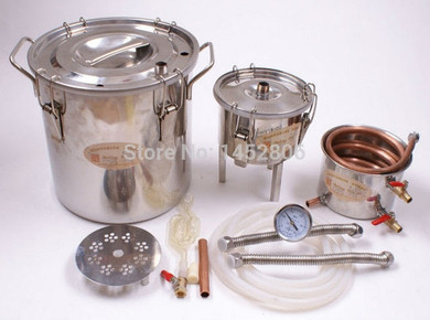 3 Pots DIY 2-8 Gal 10-30 L Super NEW Alcohol Stainless Steel Moonshine Still Water Distiller Boiler Keg Wine Home Brewing Kit