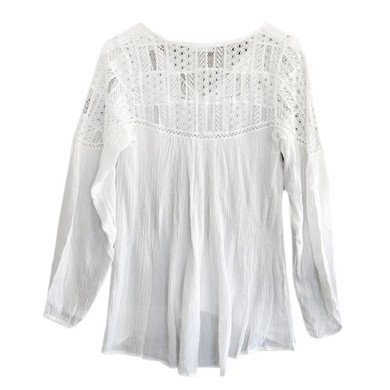 Feitong Women Chiffon Blouse 2017 Fashion Boho Lady Sexy Loose Lace Tops shirt Casual Summer White Blouses blusa feminino Hot