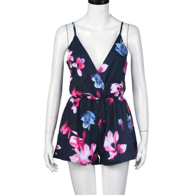 Feitong Sexy Playsuit Women Flower Print Playsuits And Jumpsuits Ladies Sexy V-Neck Off Shoulder Summer Beach Women Rompers