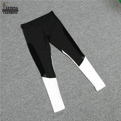 FEITONG 2017 Fashion Patchwork Women High Waist Fitness Leggings Elastic Waist Sexy Mesh Stretch Legging