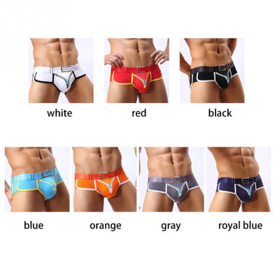 Cotton Men Underwear Briefs Solid Underwear Men Briefs Ice Breathable Transparent Underwear Men Zipper Print Briefs