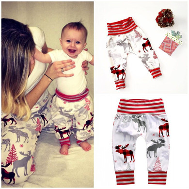Cotton Casual Harem Xmax Clothing Pants Trousers Newborn Infant Baby Boys Girls Deer Print Bottom Pants Infant Boy Girl Clothes