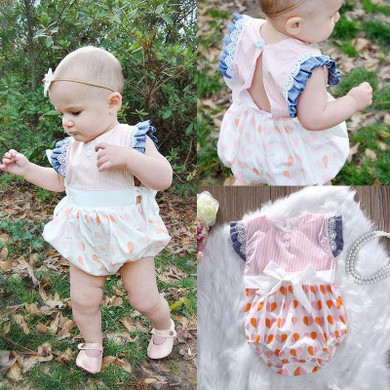 Cotton Bow Cute Pink Rompers Infant Baby Girl Clothes Lace Floral Ruffles Baby Girl Romper Cake Sunsuit Outfits