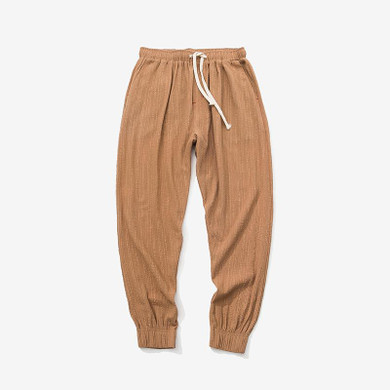 Cotton and Linen Casual Pants Men Solid Color Loose Drawstring Harem Pant Fashion Man Summer Thin Brand Trousers Large Size 5XL