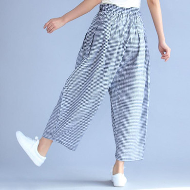 Cotton and Linen 2017 Spring New Wide Leg Pants Women Elastic Waist Loose Wide Legging Large Size Vintage Casual Pants