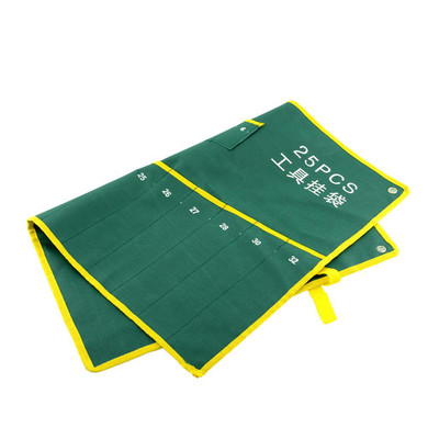 Home Durable 25 Pocket Grids Canvas Spanner Plier Wrench Tools Bag Case Fold Up Holder Rolling Suite