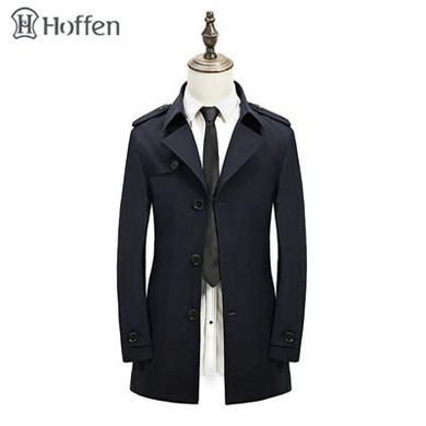 Hoffen 2017 spring fashion classic trench coat men turn down collar single breasted slim fit mens overcoat solid trenchcoat WS62