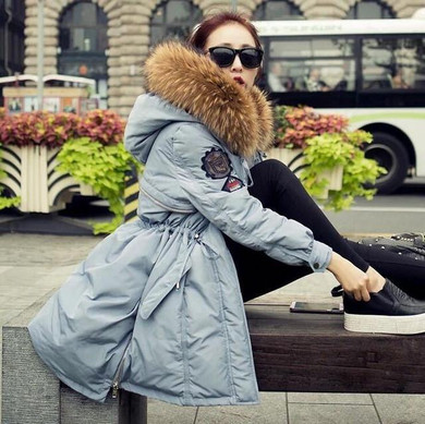 2017 New Women Winter Jacket Coats Thick Parkas High Quality Real Raccoon Fur Collar Hooded Outwear Female 1610262