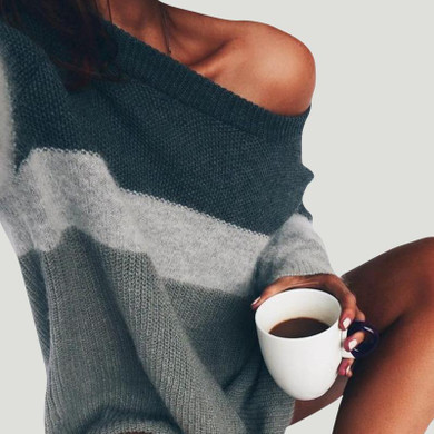 2017 New Women Thin Striped Sweater Comfortable Loose O Neck Long Sleeve Pullover Knitwear Casual Off Shoulder Top SWD0510-45
