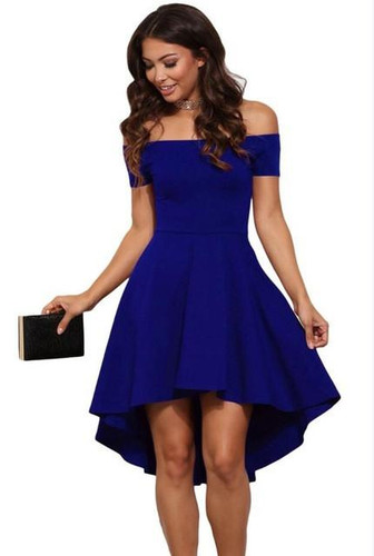 2017 New Women Summer Off the Shoulder Party Dresses Red Black Blue Casual Elegant Vintage Midi Dresses Plus Size