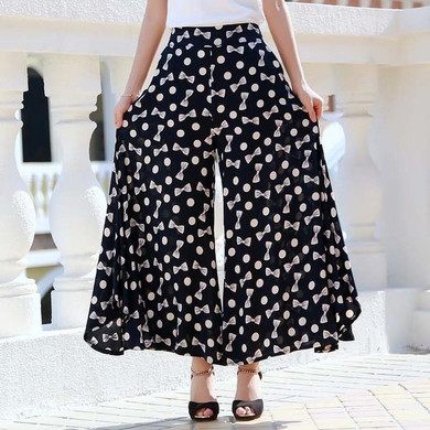 2017 new women summer casual pants Wide leg women losse print Vintage trousers