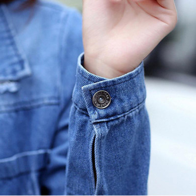 2017 New Women Spring And Autumn Korean Plus Size Coat Loose Long Section Solid Color Fashion Casual Denim Trench Coat LD045