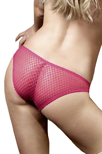 Baci Pink Mesh Crotchless Bikini