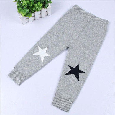 Baby Warm Knitted Pants Baby Boys Cotton Trousers Baby Girls Winter Stars Pants Children Casual Trousers