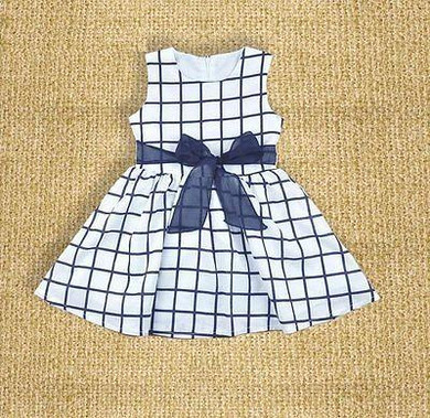 Baby Toddler Girl Kid Cotton Plaids Bownot Dress Outfit Pricess Clothes