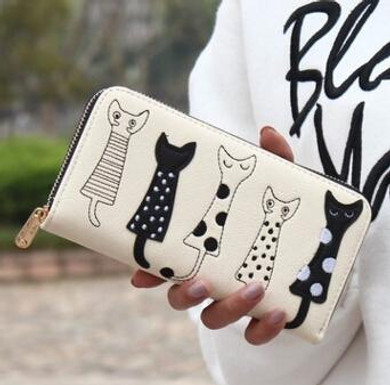 Beibaobao Women Wallets fashion Dollar price Leather Wallet carton cat Day Clutch Purse long woman Purses female bag LS8723