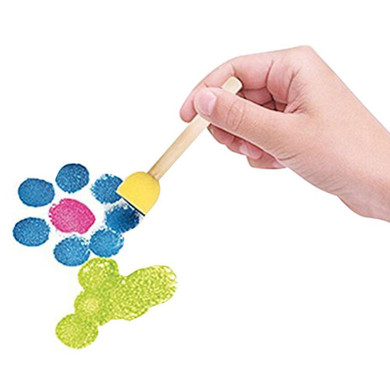 Behogar 4pcs/Set Sponge Paint Brush Wooden Handle Painting Tool Graffiti Kids Diy Doodle Drawing Brushes Coloring for Children