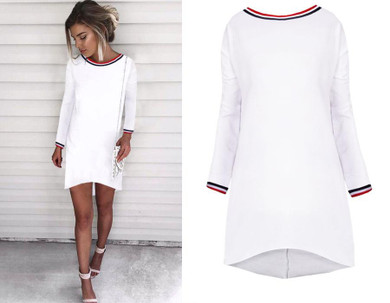 BEFORW Summer Casual Dress Women Long Sleeves White Black Dresses Fashion Round Neck High quality Elegant Party Dress Vestidos