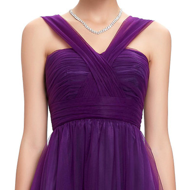 Grace Karin Evening Dress Soft Tulle Purple Elegant Long Formal Evening Gowns Backless Empire Waist Dinner Dresses Party Fashion
