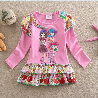 Girl children long-sleeved dress 2017 special offer clearance cotton embroidery flower dress for girls wearing baby dress L195