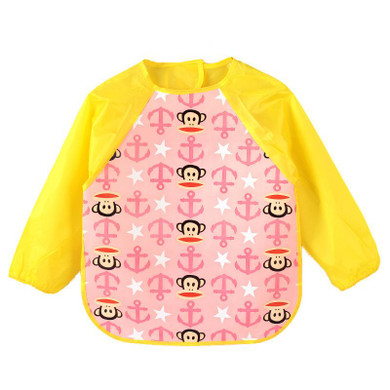 DreamShining Cartoon Baby Bibs Colorful Long Sleeve Apron Waterproof Toddler Feeding Bibs Burp Cloths Children Painting Clothes