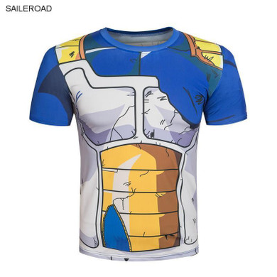 Dragon Ball T Shirt Men Clothes bodybuilding Tops Mens Slim Fit Cosplay 3D Compression Casual Cotton Short Tees Shirt Homme