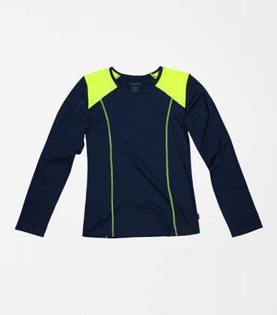 Active Long Sleeve Rashguard - Navy with Neon Yellow