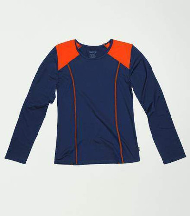 Active Long Sleeve Rashguard - Navy with Orange