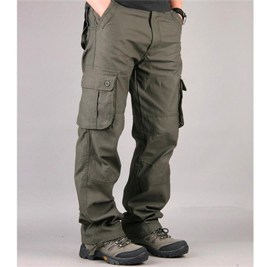 Cargo Pants Mens Cotton Solid Casual Pants Multi Pocket Military Cargo Pants Overall Mens Long Trousers Plus size 30-44