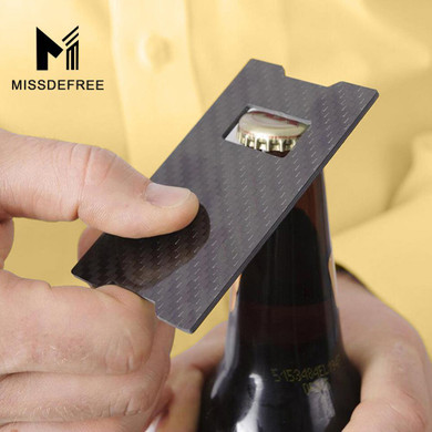 Carbon Fiber RFID Blocking Bills Money Clip Credit Card Protection Holder Slim Wallets for Men Minimalist Simple Small Purse