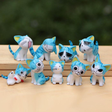 9pcs/set Chi Cat Toys Sweet Cheese cat Doll Figure Set Cat Furnishing 9pcs/set 3cm Height Eco bottle decorated figurine