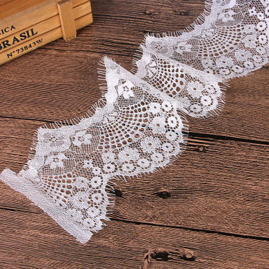 9cm Wide 6M White Mesh Lace Fabric Lace Trim Eyelash Lace Embroidered Lace Ribbon Sewing Accessories