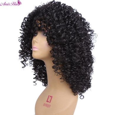 Medium Length Afro Kinky Curly Synthetic Full Wig Heat Resistant Fiber Hair Wigs For Black Women Medium Length Afro Kinky Curly Synthetic Full Wig Heat Resistant Fiber Hair Wigs For Black Women