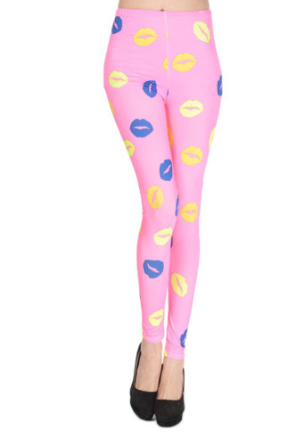 MECEBOM Women Comic clown with lipstick Leggings Cartoon Printed high Stretch Girls Legging Punk Rock Cartoon pattern 2301c