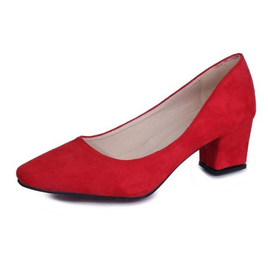MCCKLE Shoes Woman 2017 New Flock Women High Heel Square Heel Pointed Toe Med Heel Pumps Shallow Office Work Fashion Women Pumps