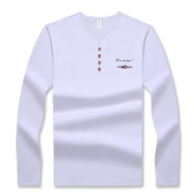 Liseaven autumn new men's long sleeved T-shirt v neck button decorated casual streetwear long sleeve t shirt men top tees