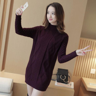 Liooil knitted Long Sweater Women 2017 Autumn Winter Fashion Long Sleeve Turtleneck Warm Jersey Sweaters And Pullovers Female
