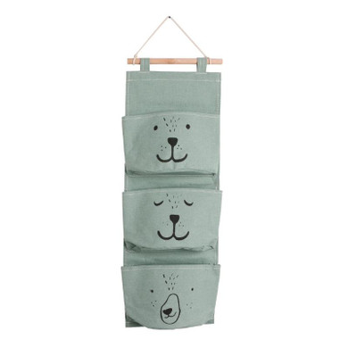 Linen 3 Pockets Hanging Bag Waterproof Behind Door Wall Mounted Storage Bag Clothing Wardrobe Cartoon Storage Hanging Organizers