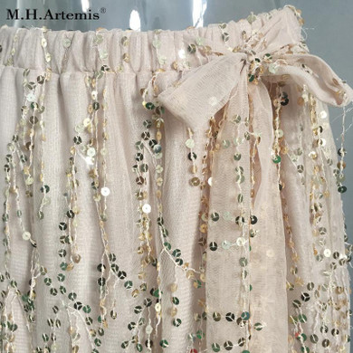Elegant Women’s Sequin Hi-Lo Maxi Skirt for Summer Beachwear