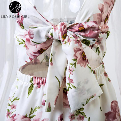 Lily Rosie Girl Boho White Off-Shoulder Floral Summer Romper