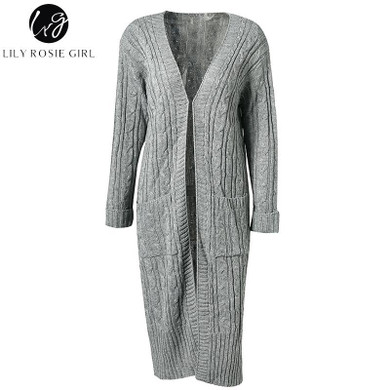 Lily Rosie Women's V-Neck Long Cardigan - Stylish Winter Wear
