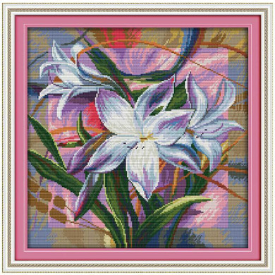 Lily Flower Patterns Cross Stitch Kits - DIY Embroidery Set
