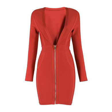 2018 Newest Spring Bandage Dress Women Celebrity Long Sleeve Deep V-Neck Sexy Night Out Party Dress Women Bodycon Vestidos Sexy