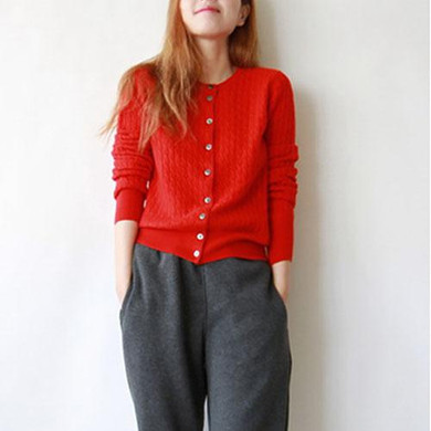 2018 New Women's Cashmere Sweater Wool Round Neck Cardigan Autumn Winter Sweater Cardigan Sweater Coat Women
